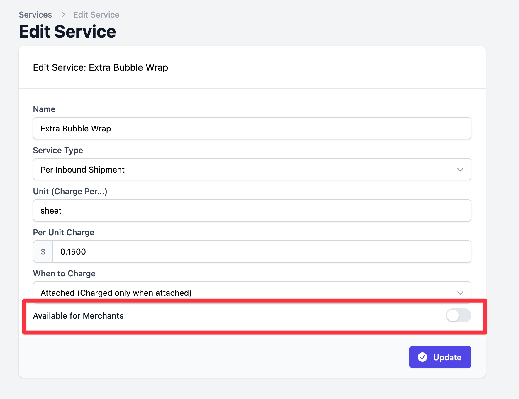 Per-Service Merchant Visibility
